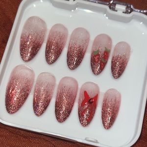 Handmade Fiery red nails